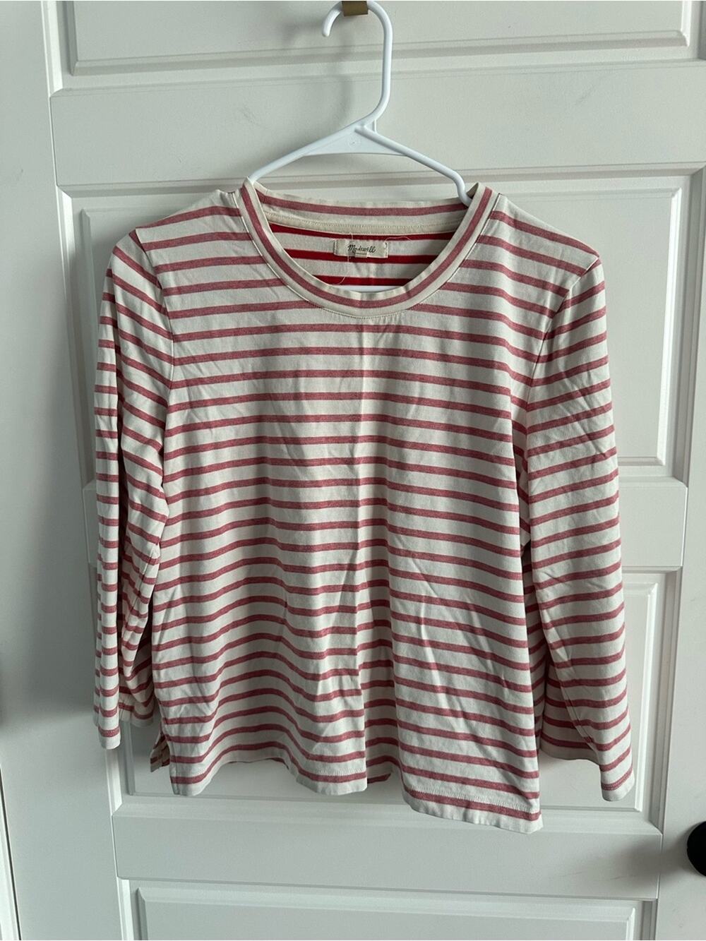 MADEWELL Medium stripe blouse top -red/cream Boho Preppy